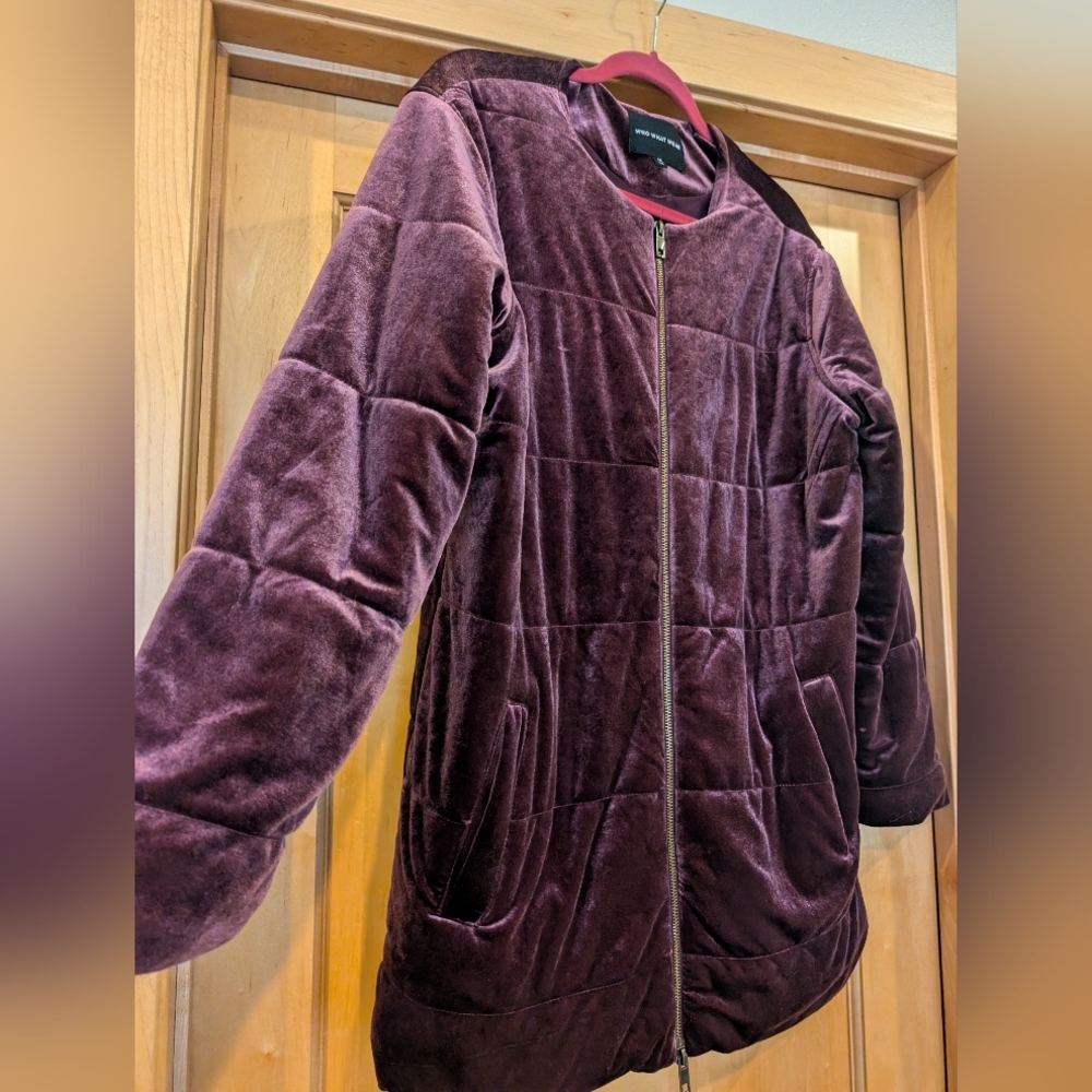 Who What Wear Plum Teddy Jacket - Picture 3 of 9